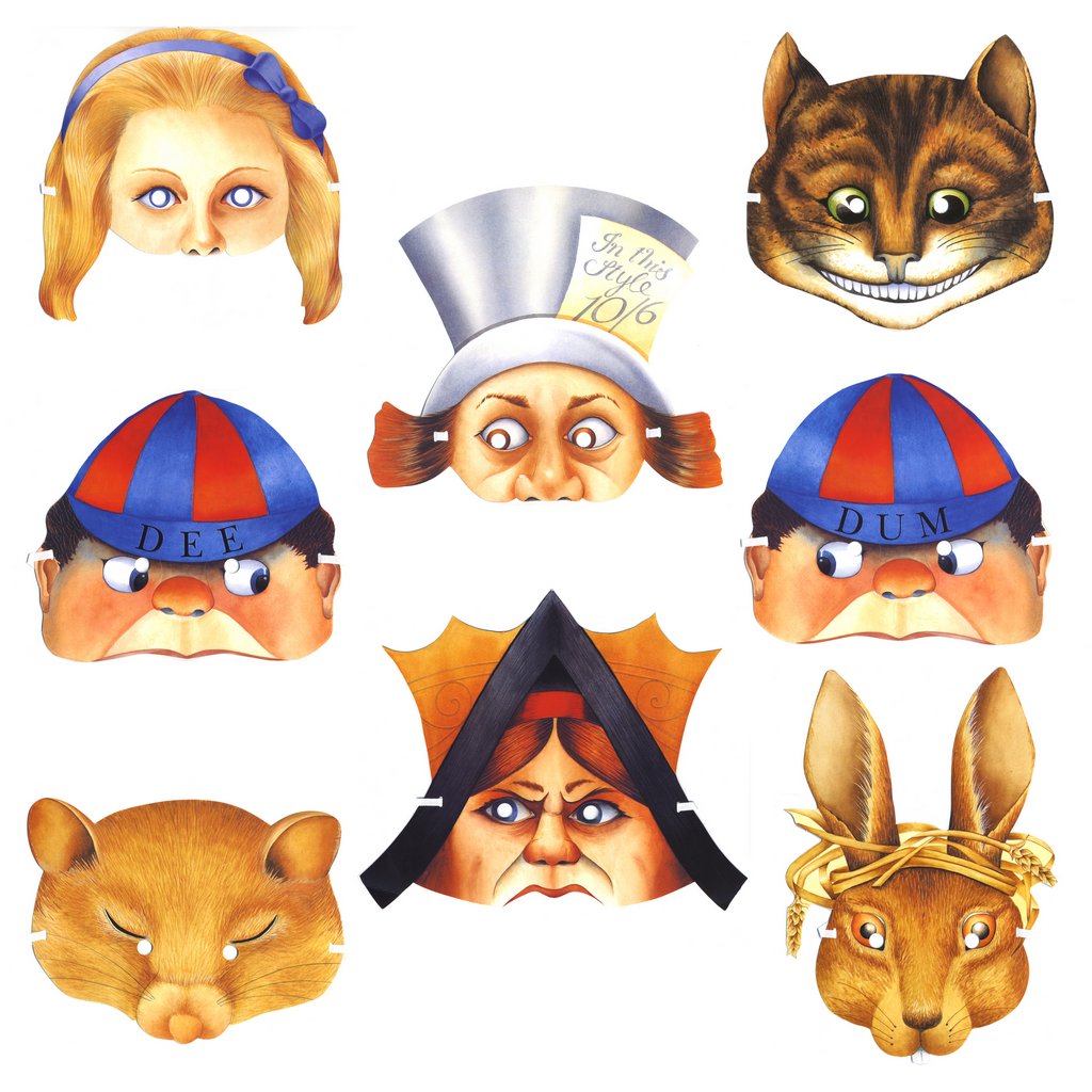 Nostalgiemasken-Set Alice im Wunderland