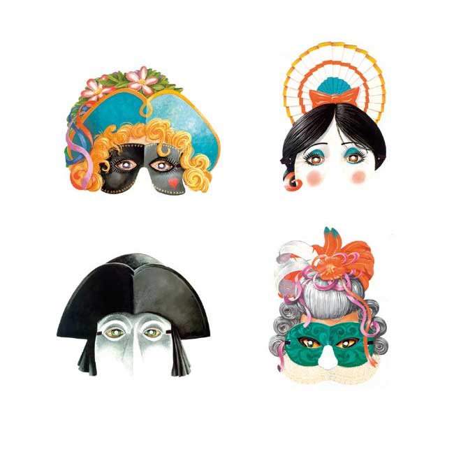 Nostalgiemasken-Set Venezia 4er