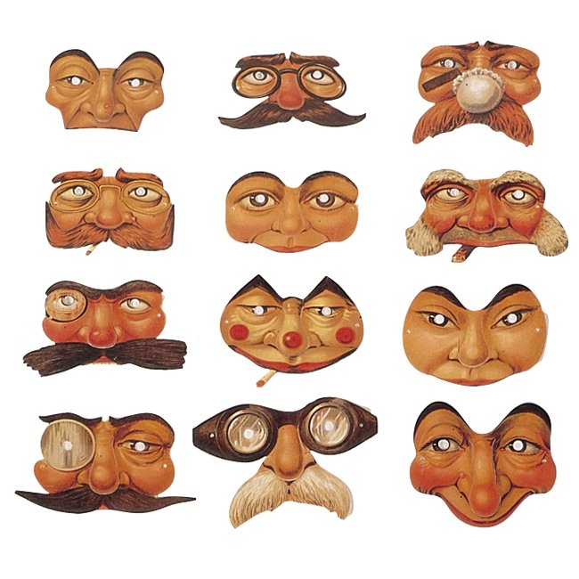 Nostalgiemasken-Set Halbmasken klein